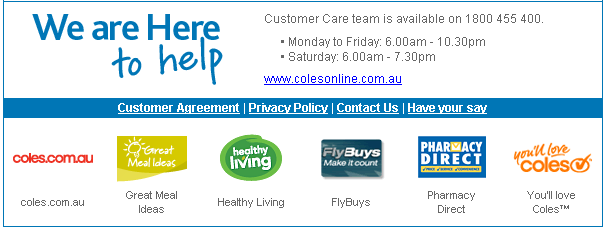 Coles support - contact and links